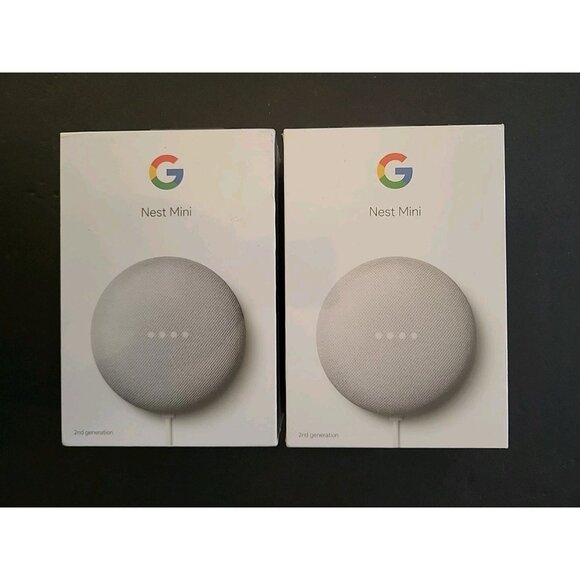 Google Nest Mini 2nd Generation Smart Speaker Chalk White GA00638-US (Lot of 2)